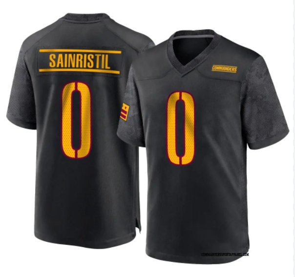 Men Washington Commanders #0 Mike Sainristil Black jersey